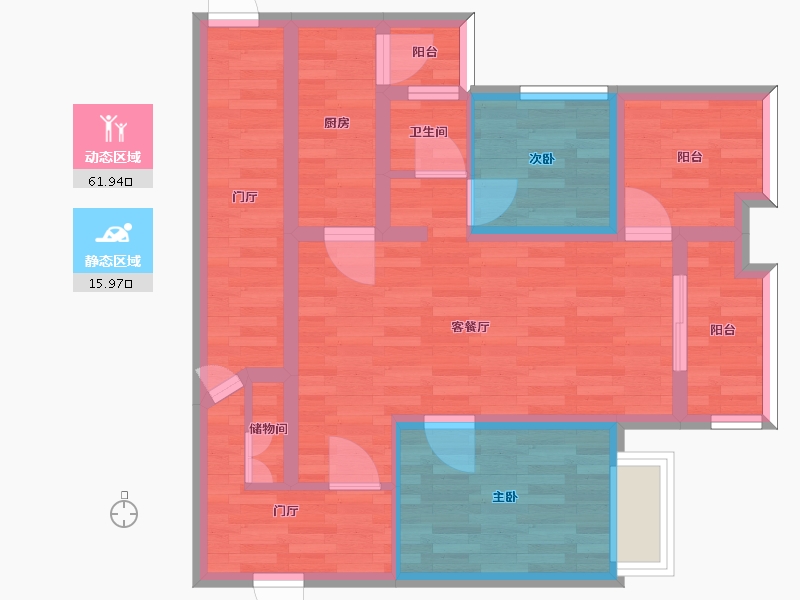 广东省-广州市-品秀星樾84m2-67.21-户型库-动静分区