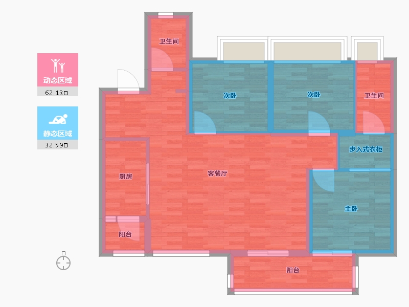 广东省-广州市-品秀星樾106m2-84.80-户型库-动静分区