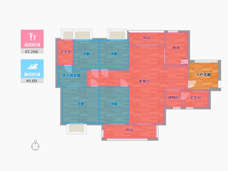 广东省-广州市-实地常春藤5栋126m2-100.80-户型库-动静分区