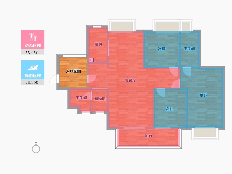 广东省-广州市-实地常春藤5栋112m2-89.60-户型库-动静分区