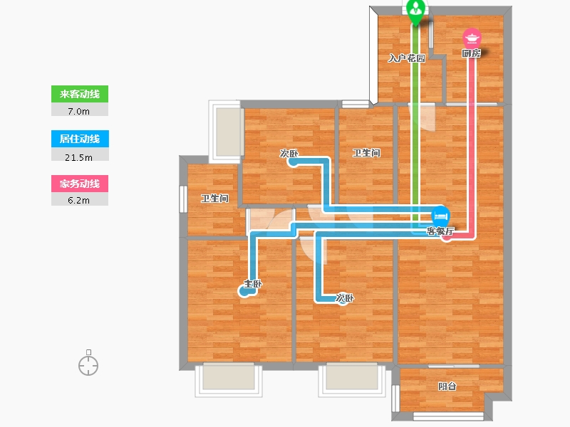 广东省-广州市-实地常春藤106m2-84.80-户型库-动静线