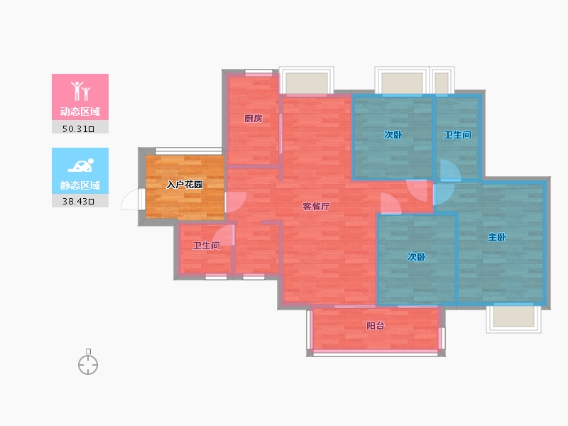 广东省-广州市-实地常春藤六期1栋109m2-87.20-户型库-动静分区