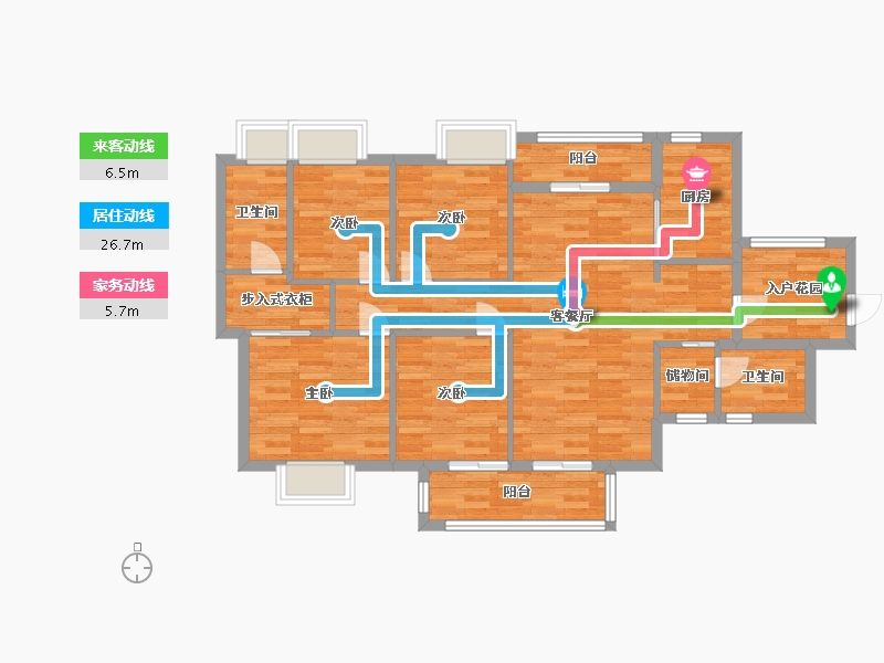 广东省-广州市-实地常春藤六期1栋124m2-99.20-户型库-动静线