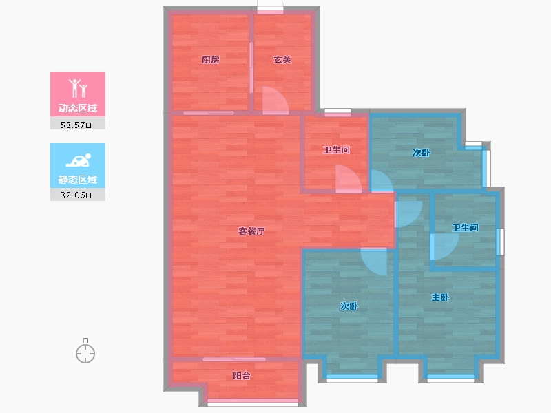 广东省-广州市-实地常春藤绿藤街C1栋97m2-77.60-户型库-动静分区