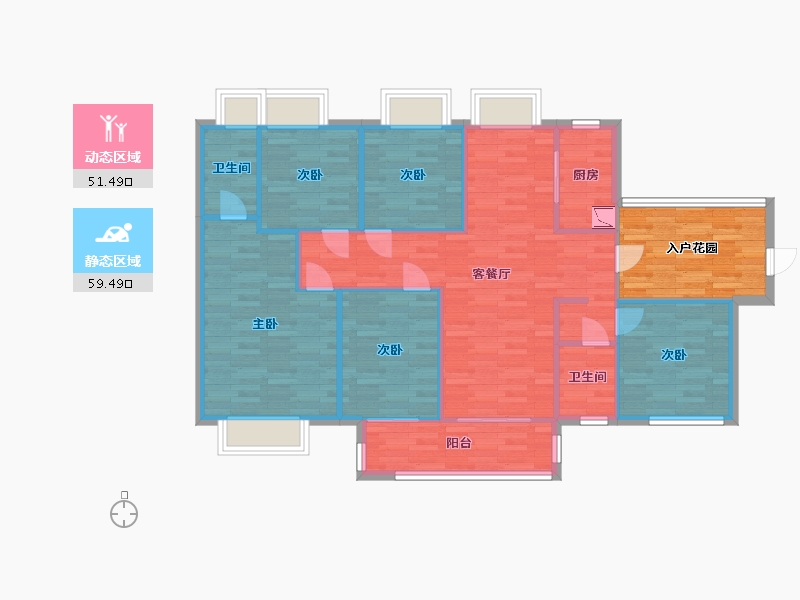 广东省-广州市-实地常春藤五期3栋139m2-111.20-户型库-动静分区