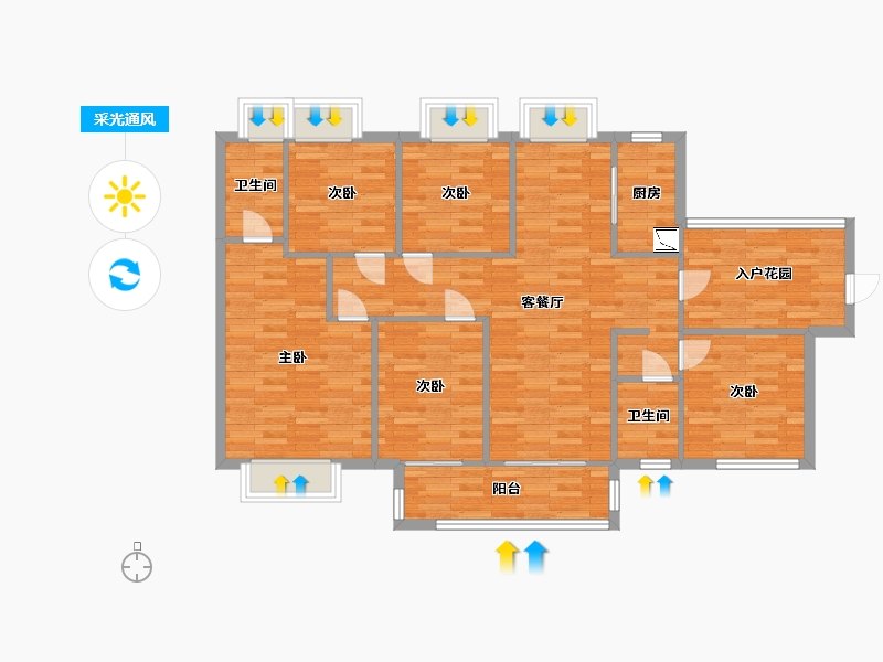 广东省-广州市-实地常春藤五期3栋139m2-111.20-户型库-采光通风