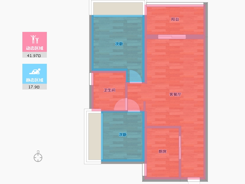 广东省-广州市-万科幸福誉B5栋，66m2-52.80-户型库-动静分区