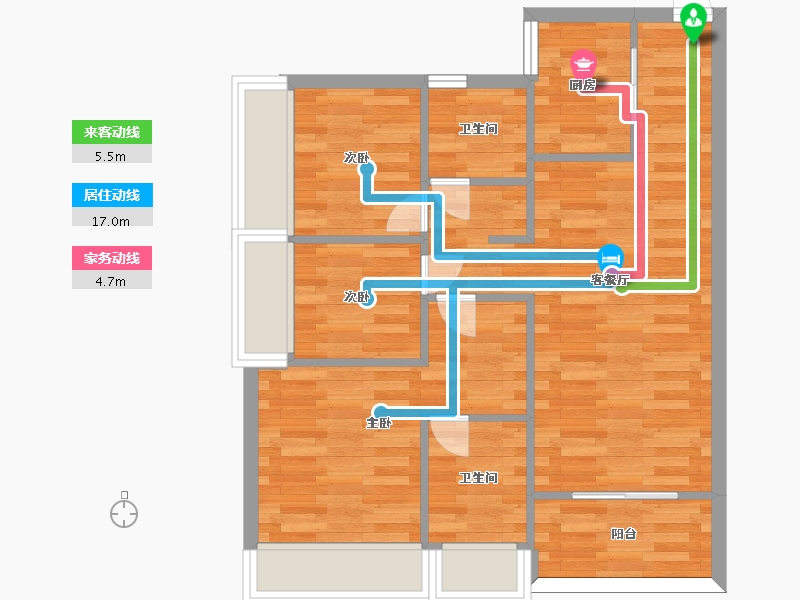 广东省-广州市-万科幸福誉78m2-62.40-户型库-动静线