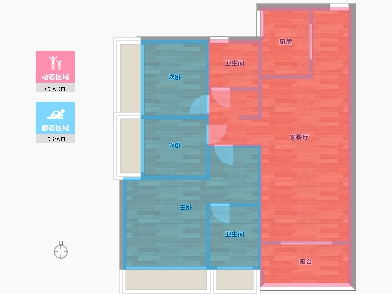 广东省-广州市-万科幸福誉78m2-62.40-户型库-动静分区