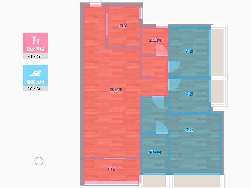 广东省-广州市-万科幸福誉D1,D2,A14,B6,B8栋82m2-65.60-户型库-动静分区