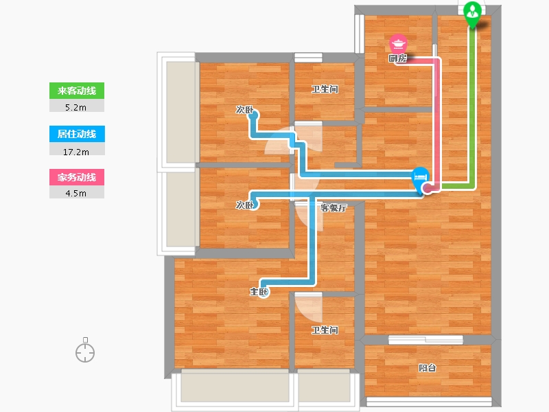 广东省-广州市-万科幸福誉B12,B17栋78m2-62.40-户型库-动静线