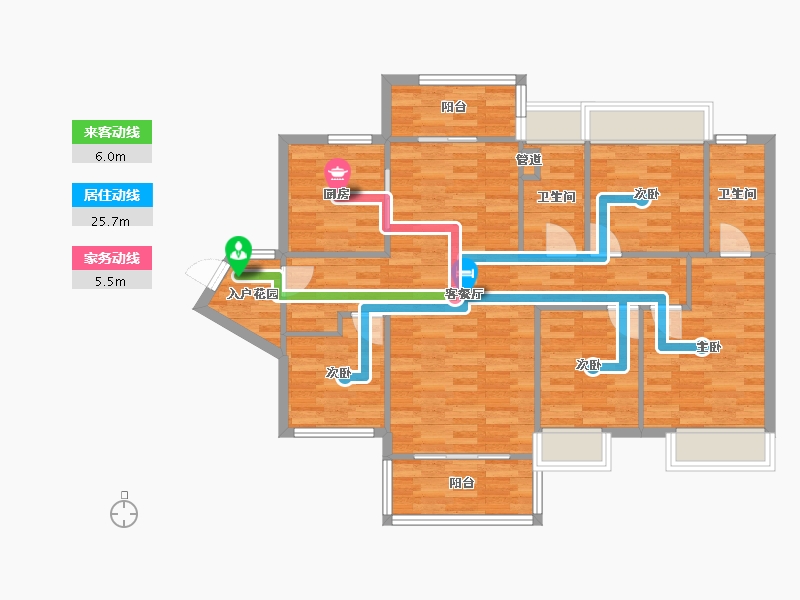 广东省-广州市-美的云筑127m²-97.92-户型库-动静线