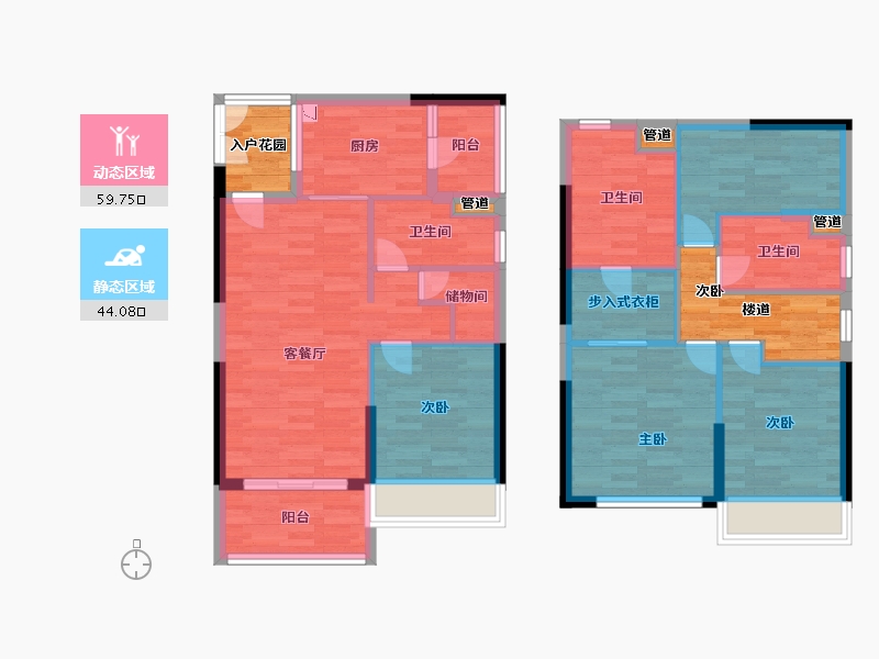 广东省-广州市-越秀天珹2-2栋127m²-101.59-户型库-动静分区