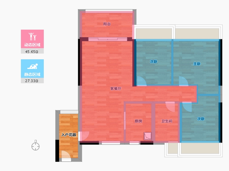 广东省-广州市-越秀天珹2-2栋86m²-68.80-户型库-动静分区