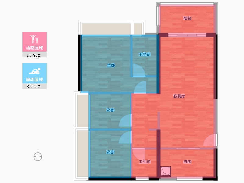 广东省-广州市-越秀天珹2-7栋101m²-80.80-户型库-动静分区