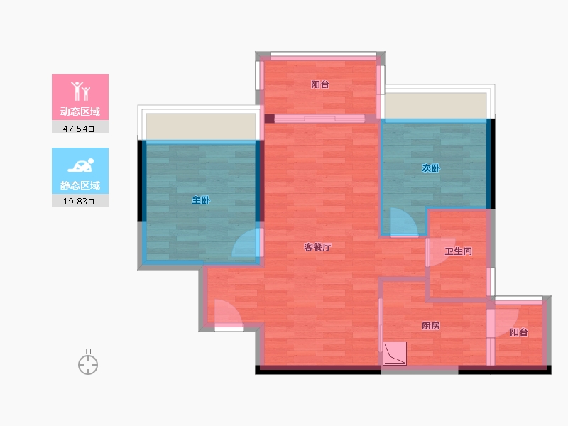 广东省-广州市-越秀天珹2-2栋75m²-60.00-户型库-动静分区