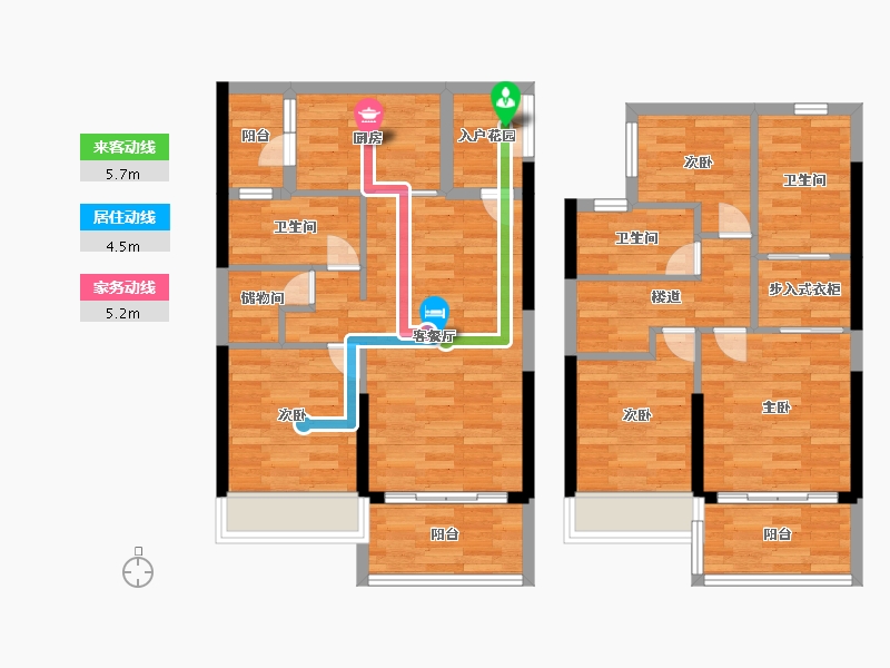 广东省-广州市-越秀天珹2-7栋127m²-100.36-户型库-动静线