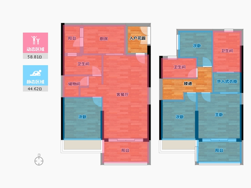 广东省-广州市-越秀天珹2-7栋127m²-100.36-户型库-动静分区