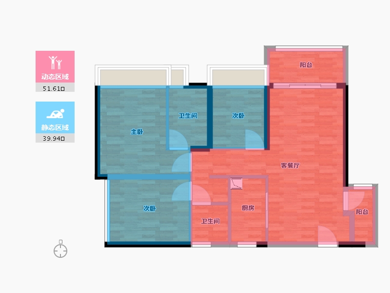 广东省-广州市-越秀天珹102m²-81.60-户型库-动静分区