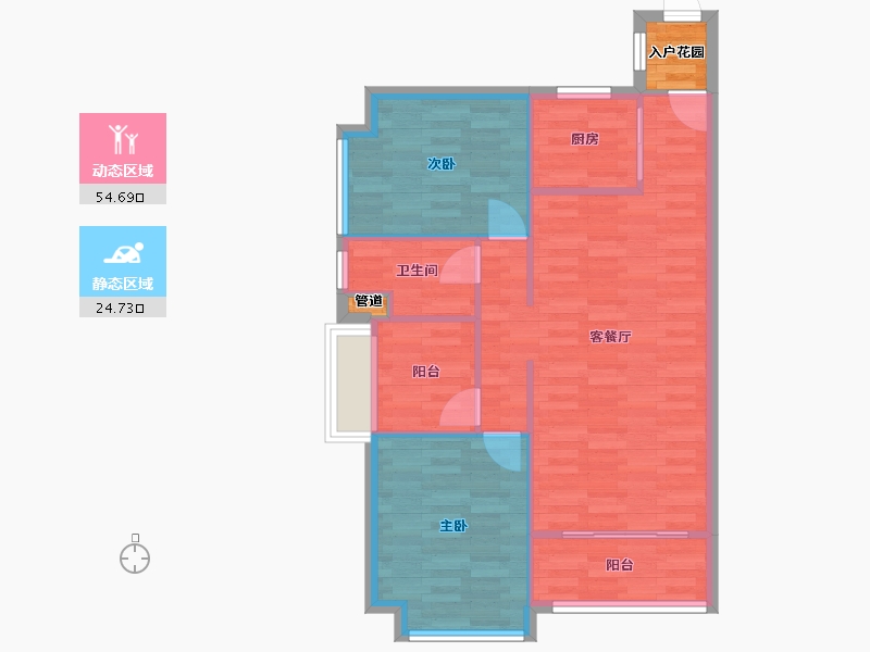 广东省-广州市-中交蓝色海湾92m²-74.74-户型库-动静分区