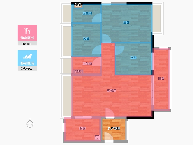 广东省-广州市-城投首筑花园1栋,8栋,9栋104m²-80.65-户型库-动静分区