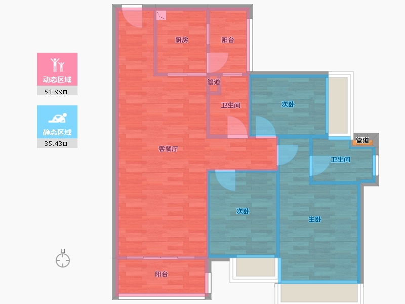 广东省-广州市-城投首筑花园1栋,8栋,9栋103m²-79.23-户型库-动静分区