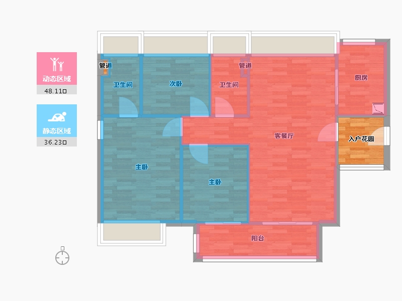 广东省-广州市-城投首筑花园1栋,8栋,9栋104m²-80.81-户型库-动静分区