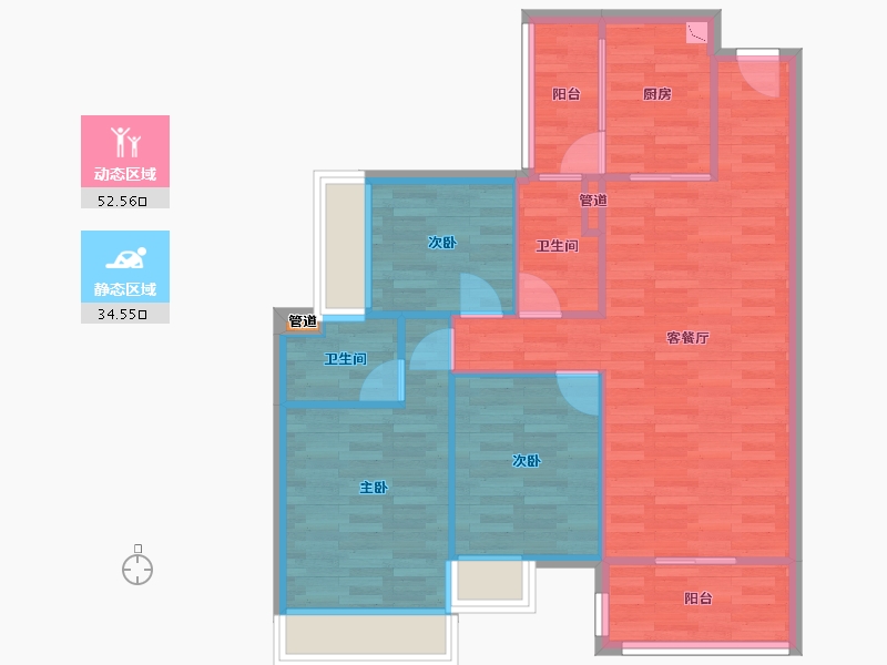 广东省-广州市-城投首筑花园5栋101m²-78.64-户型库-动静分区