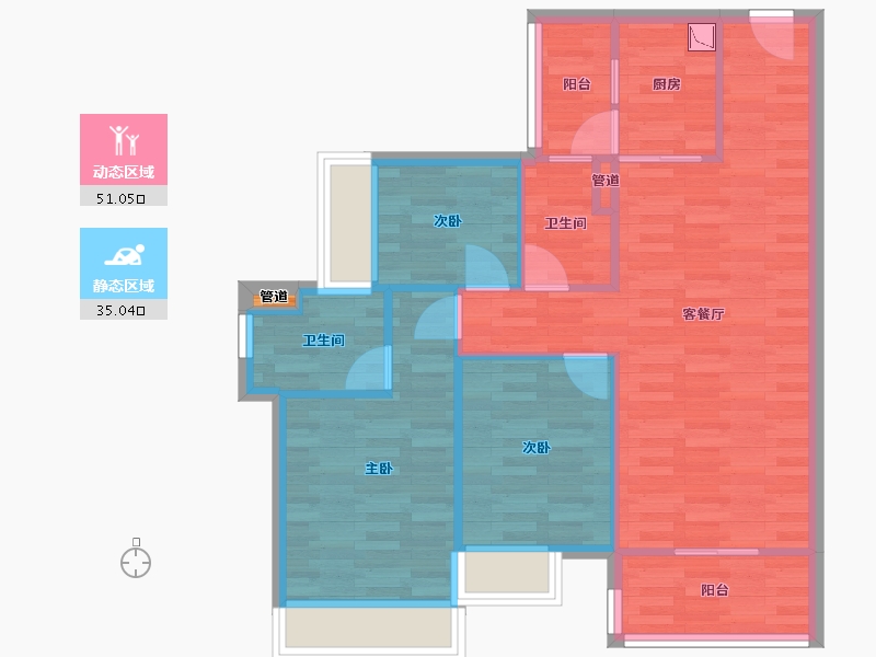 广东省-广州市-城投首筑花园1栋,8栋,9栋103m²-77.70-户型库-动静分区