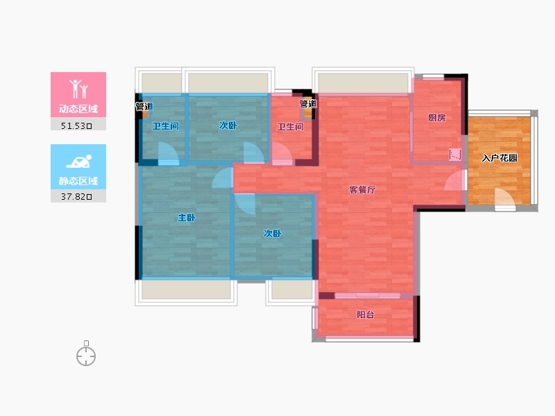 广东省-广州市-城投首筑花园5栋116m²-88.70-户型库-动静分区