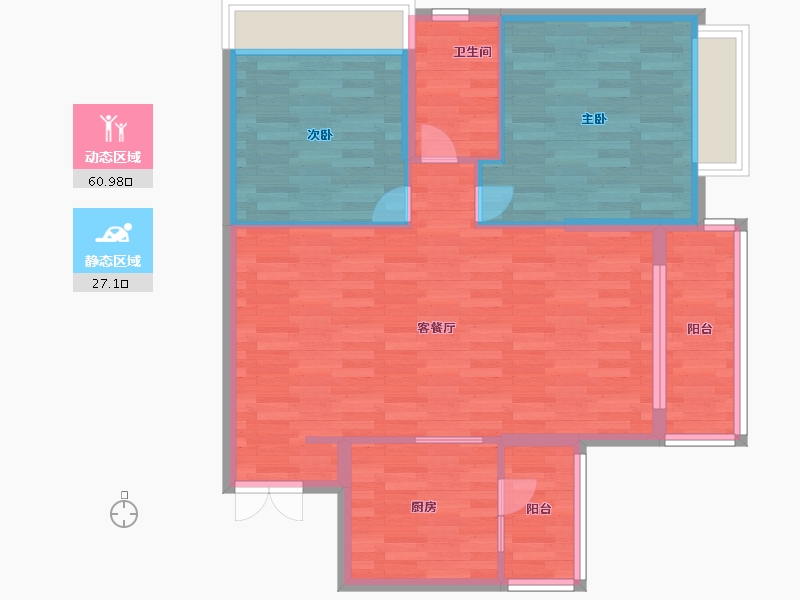 广东省-广州市-粤海拾桂府99m²-79.20-户型库-动静分区