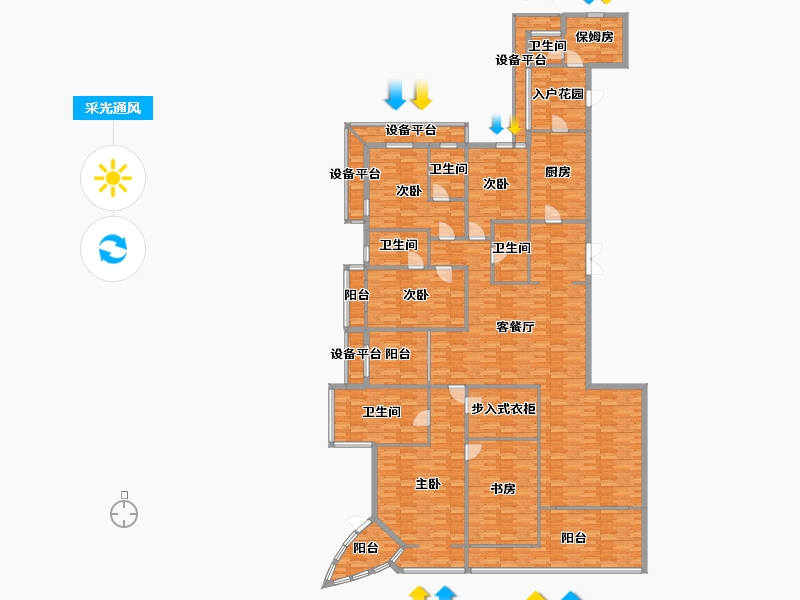 广东省-广州市-爱群荟景湾西塔340m²-272.00-户型库-采光通风