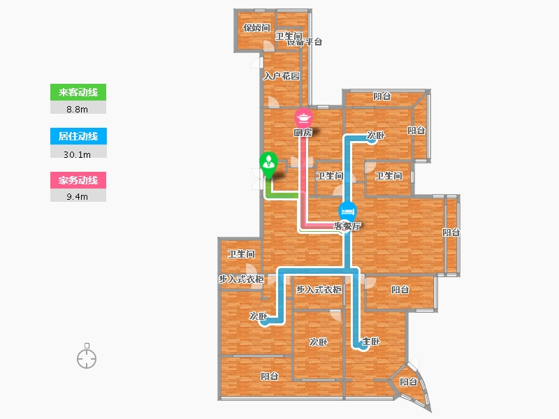 广东省-广州市-爱群荟景湾西塔372m²-297.60-户型库-动静线