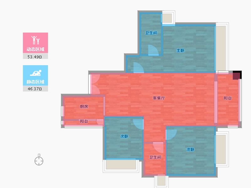 广东省-广州市-粤泰荣廷府B栋123m²-89.99-户型库-动静分区