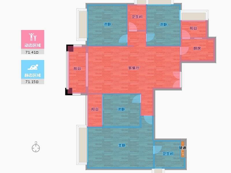 广东省-广州市-粤泰荣廷府B栋169m²-130.26-户型库-动静分区