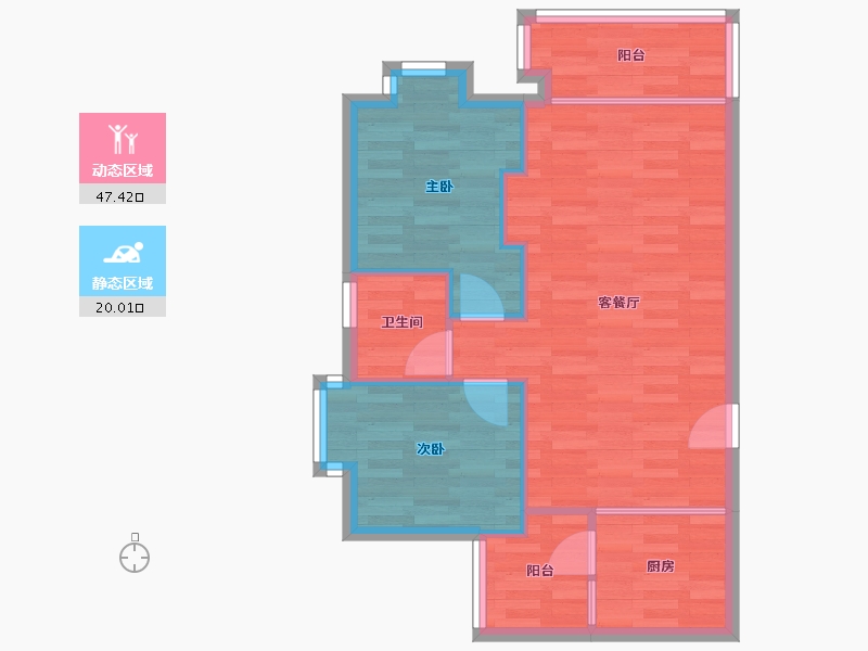 广东省-广州市-大洋江畔雅苑A栋79m²-60.56-户型库-动静分区