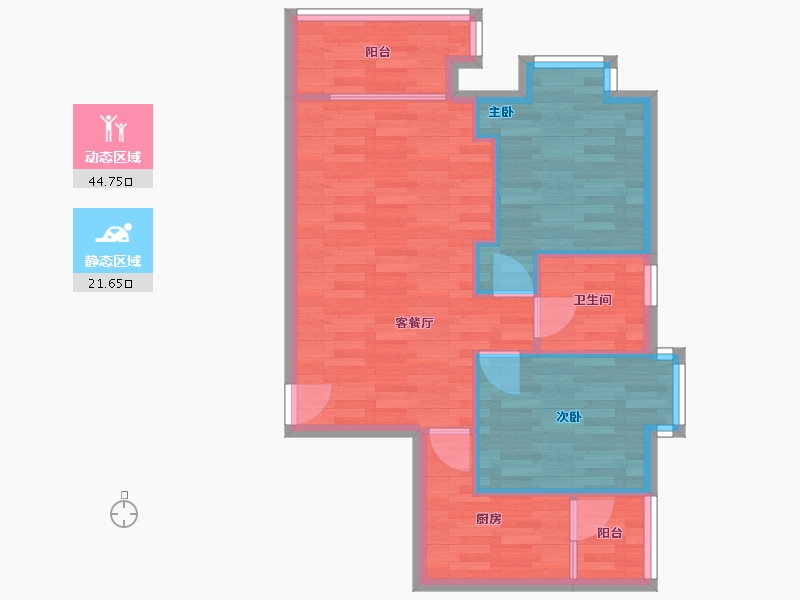 广东省-广州市-大洋江畔雅苑78m²-59.49-户型库-动静分区