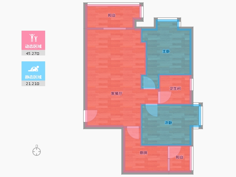 广东省-广州市-大洋江畔雅苑78m²-59.60-户型库-动静分区