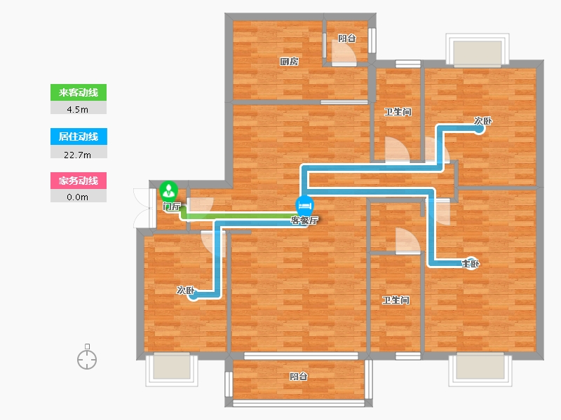 广东省-广州市-大洋江畔雅苑A栋145m²-107.19-户型库-动静线