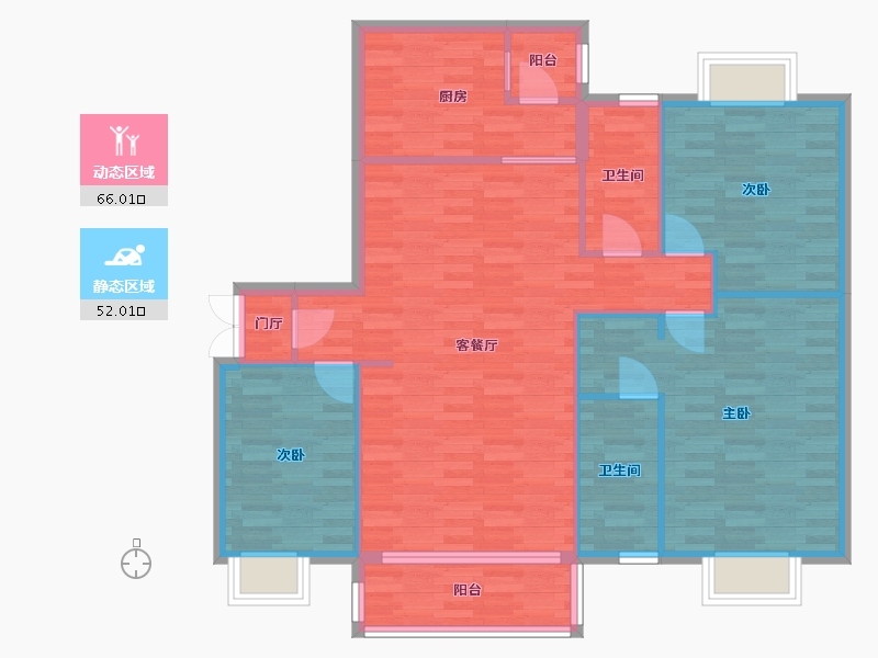 广东省-广州市-大洋江畔雅苑A栋145m²-107.19-户型库-动静分区