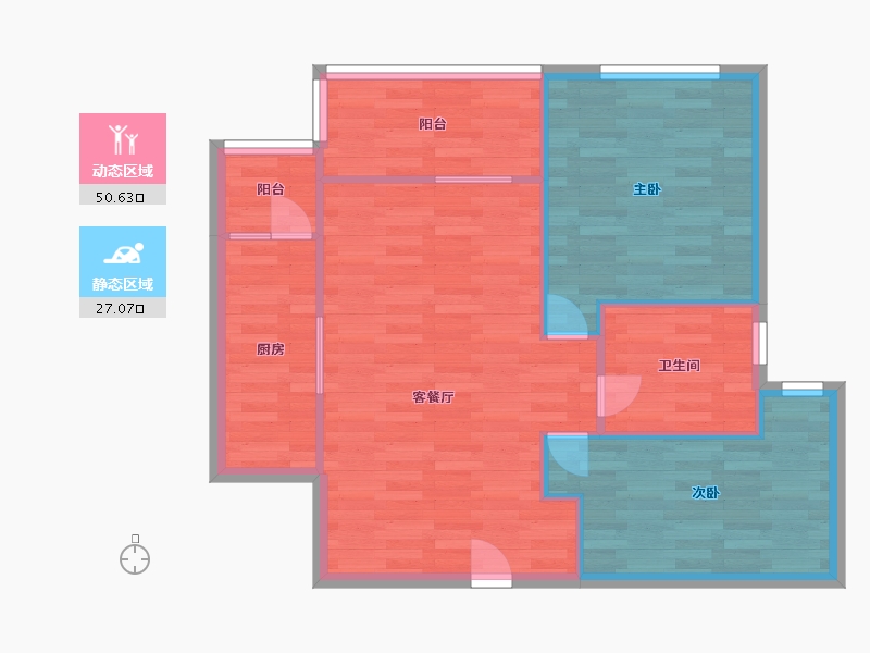 广东省-广州市-麓湖轩88m²-70.40-户型库-动静分区