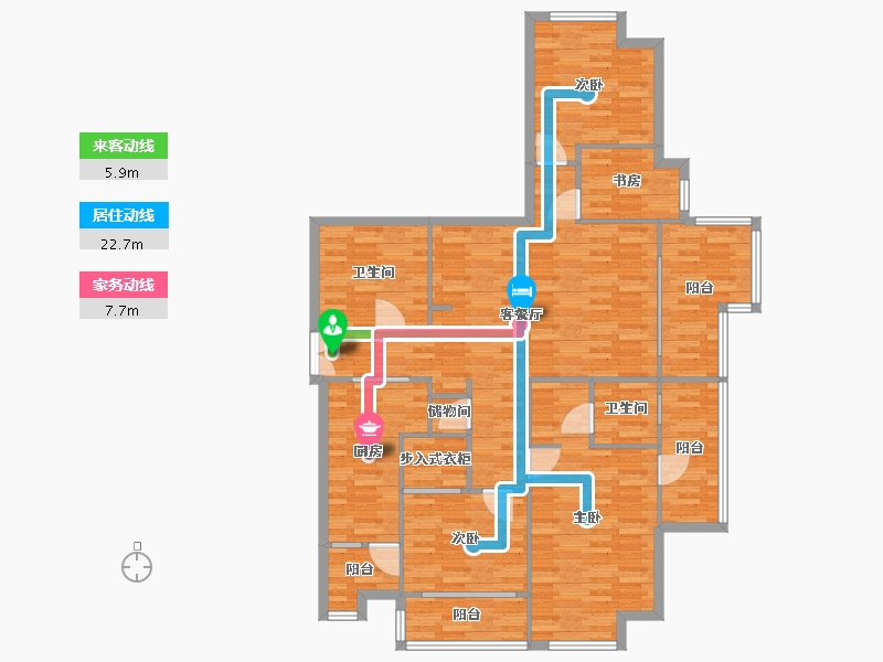 广东省-广州市-麓湖轩163m²-130.40-户型库-动静线