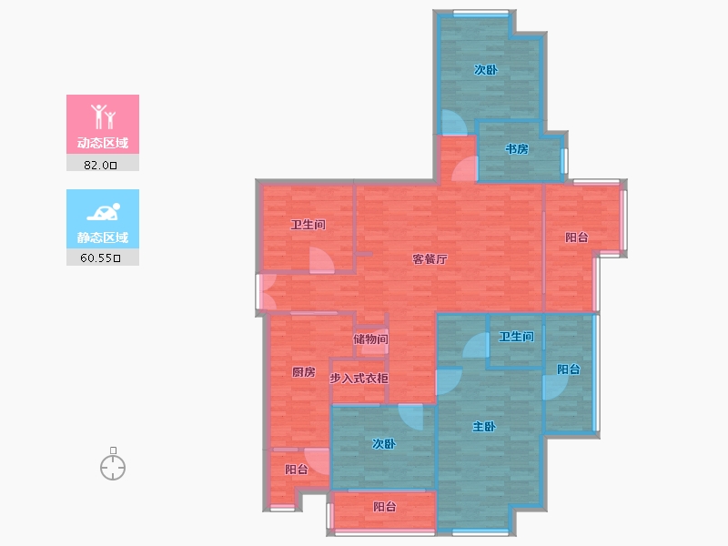 广东省-广州市-麓湖轩163m²-130.40-户型库-动静分区