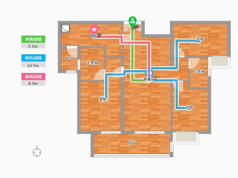 广东省-广州市-世茂天越B栋130m²-104.00-户型库-动静线