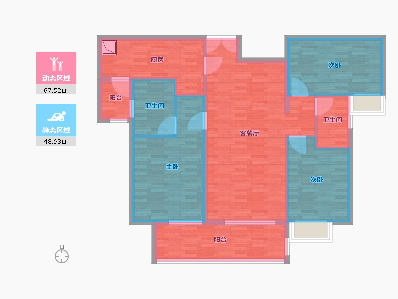 广东省-广州市-世茂天越B栋130m²-104.00-户型库-动静分区