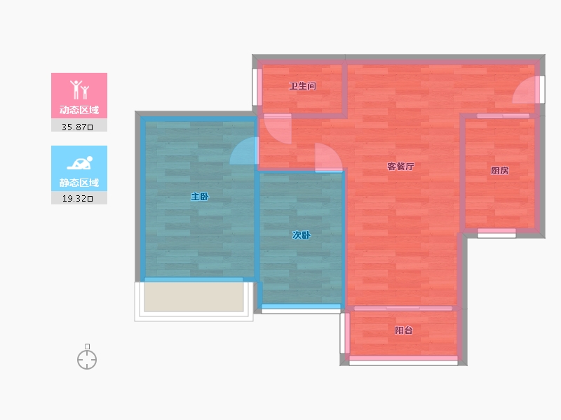 广东省-广州市-保利拾光年62m2-49.60-户型库-动静分区