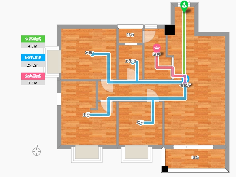 广东省-广州市-宝夏花园D栋95m2-76.00-户型库-动静线