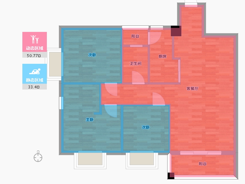 广东省-广州市-宝夏花园D栋95m2-76.00-户型库-动静分区