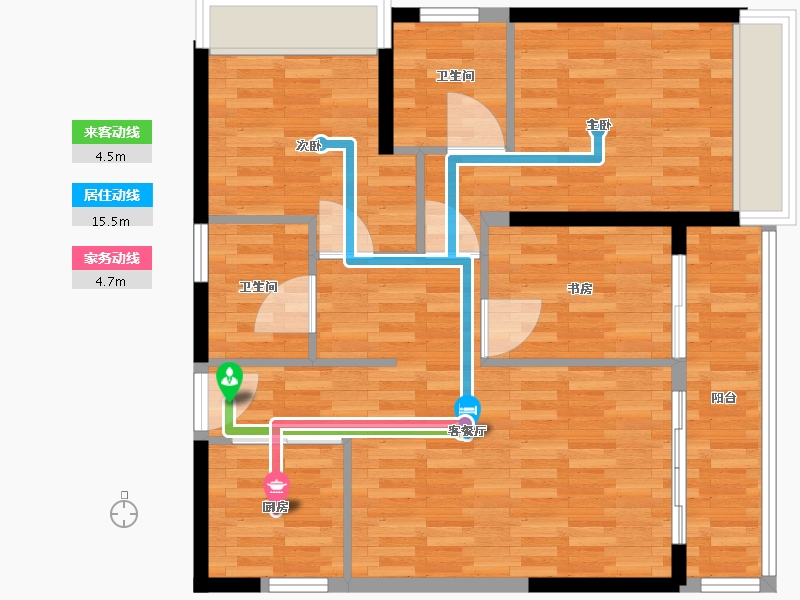 广东省-广州市-越秀天珹2-7栋104m²-83.37-户型库-动静线