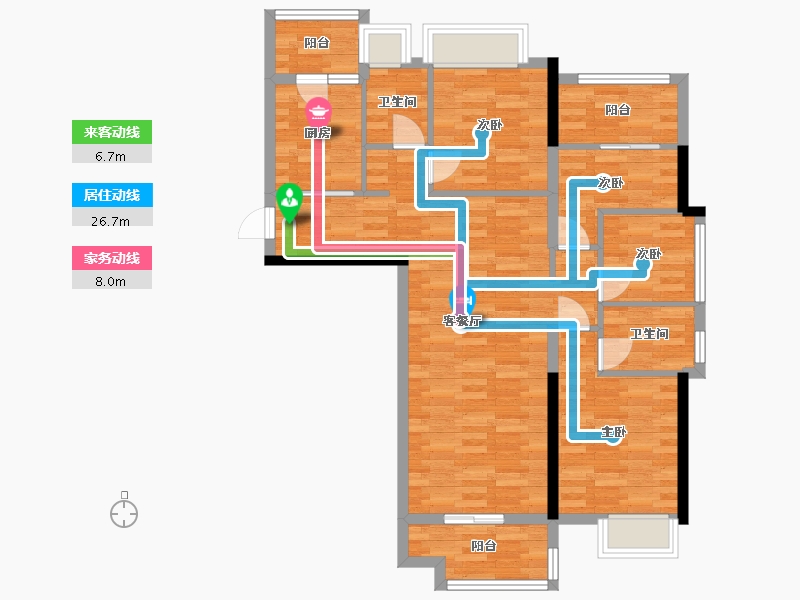 广东省-广州市-保利花海湾7,8栋122m2-91.97-户型库-动静线